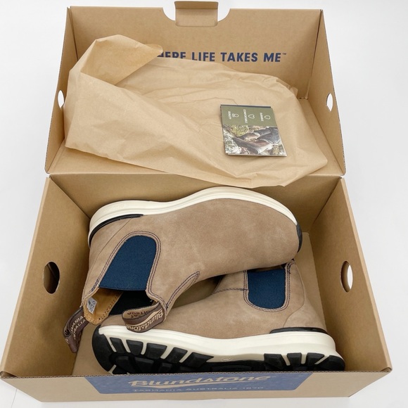 Blundstone Tan Sand Suede Navy Active Sneaker Chelsea Boot Men 5 Women 7 - Picture 2 of 8